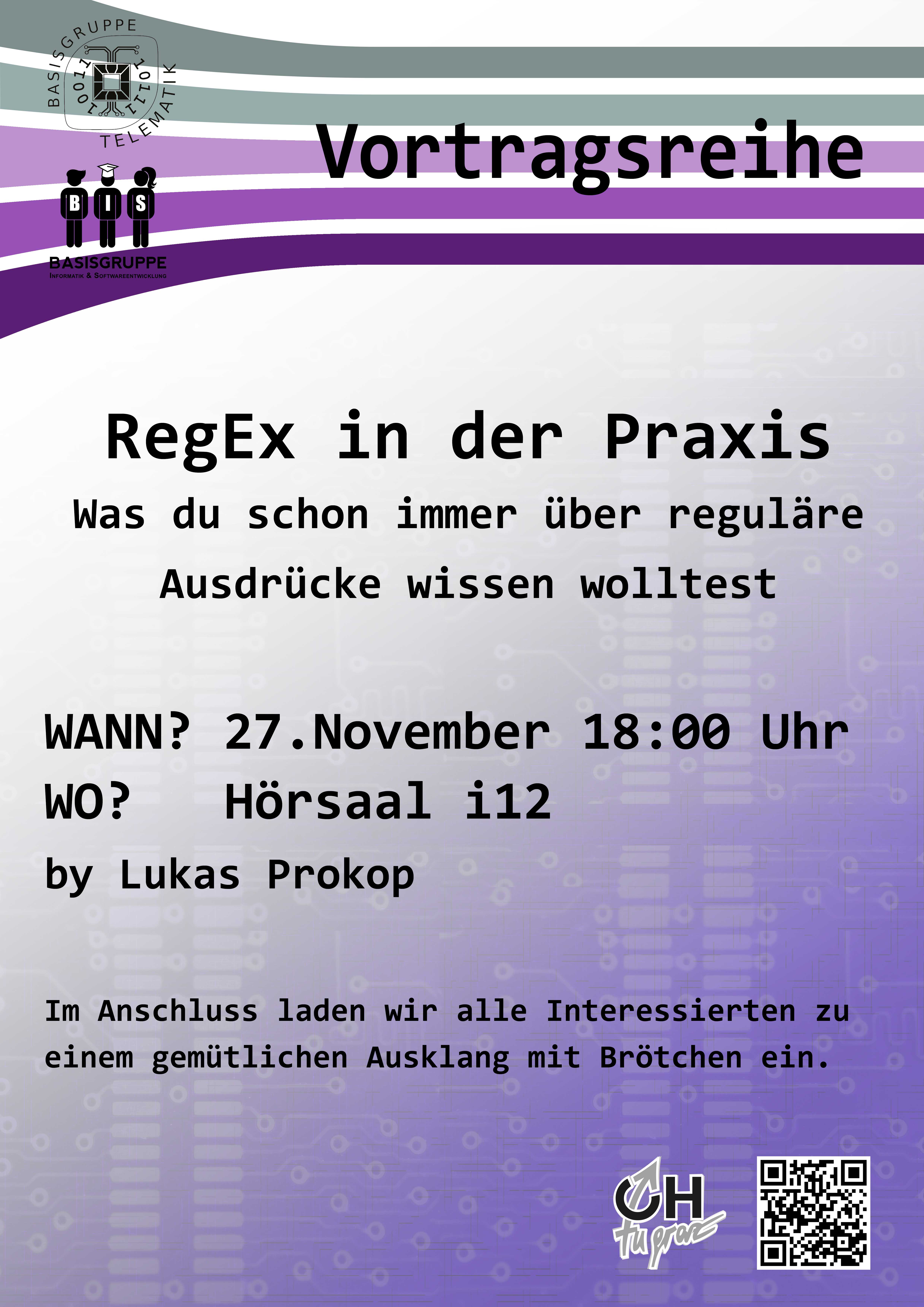 'RegEx in practice talk' poster