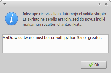 Inkscape extension AxiDraw python interpreter