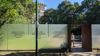 Entrance to the Memorial to the Sinti and Roma of Europe murdered under national socialism