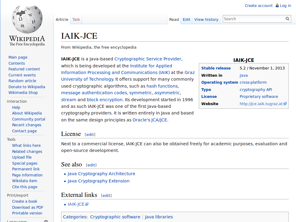 IAIK JCE at Wikipedia